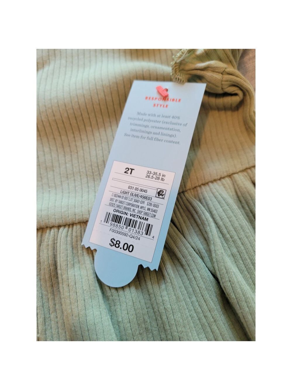 Girls Cat & Jack Dress Size 2T Green Light Olive NWT - Picture 3 of 3